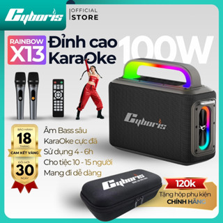 Loa BLUETOOTH RMS 100W CYBORIS X13,BASS căng,KARAOKE,Đèn RGB,Pin 12 Giờ,Kèm 2 Mic,BH 18 Tháng