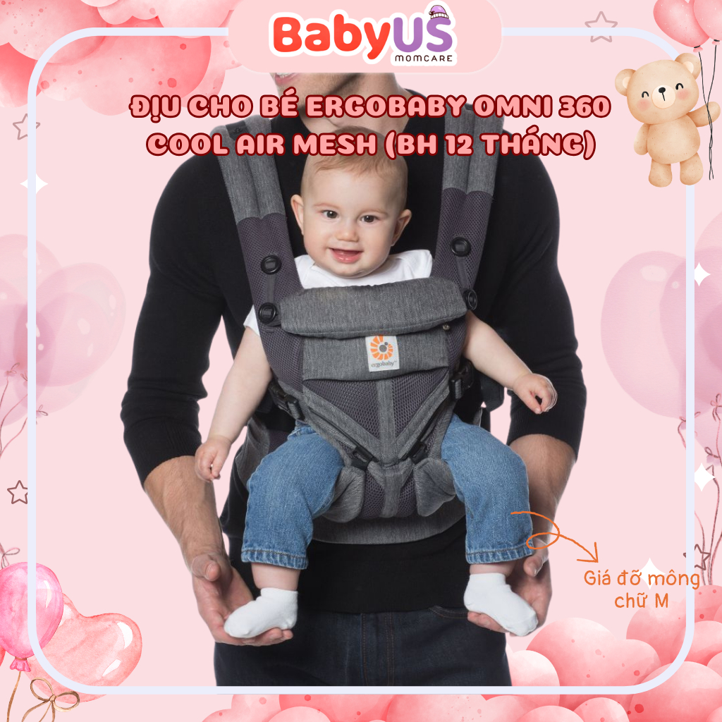 Địu cho bé Ergobagby Omni 360 Cool Air Mesh với chất liệu vải Cool Air Mesh mềm mịn thoáng khí