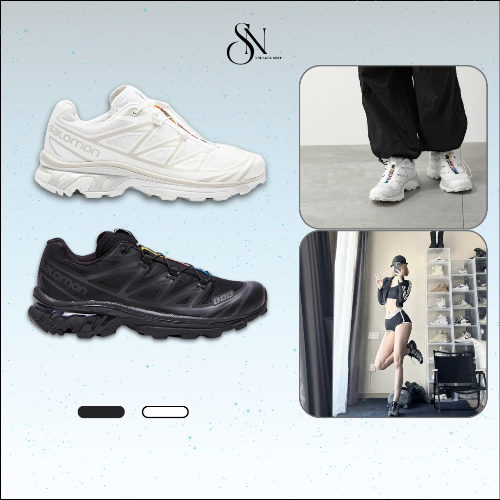 Giày Thể Thao Salomon XT-Whisper White/Black – Sneaker Nam Nữ, Êm Chân Bản SC Cao Cấp