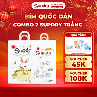   KÈM QUÀ  COMBO 2 Tã Bỉm Supdry Trắng Quốc Dân – Mỏng Nhẹ Thoáng Khí Cho Bé  Bỉm Dán Quần | NB–XXXL | 4–20kg  