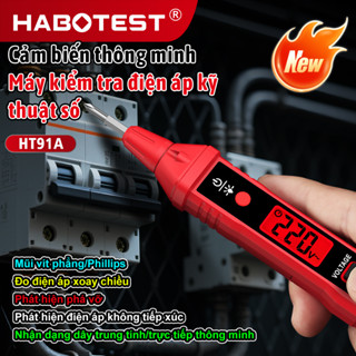   Bảo Hàng 1 Năm HABOTEST HT91A Bút kiểm tra điện áp NCV AC 12 ~ 400V có màn hình LCD đèn nền dành cho dây điện 