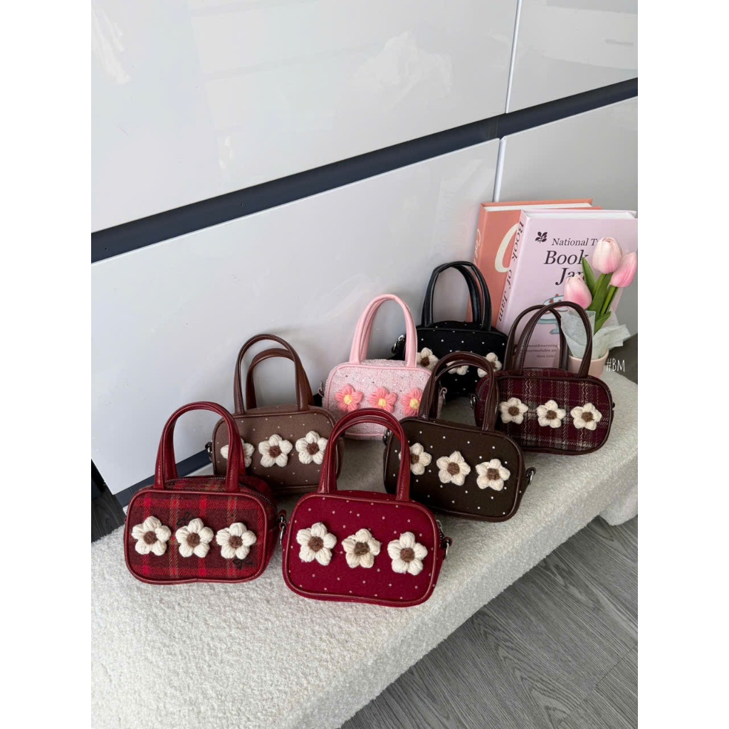 Túi xách nữ, túi cầm tay mini hoa len phong cách vintage Hàn Quốc, dáng hộp nhỏ xinh, tiểu thư dễ thương Đăng Túi DK453 | BigBuy360 - bigbuy360.vn