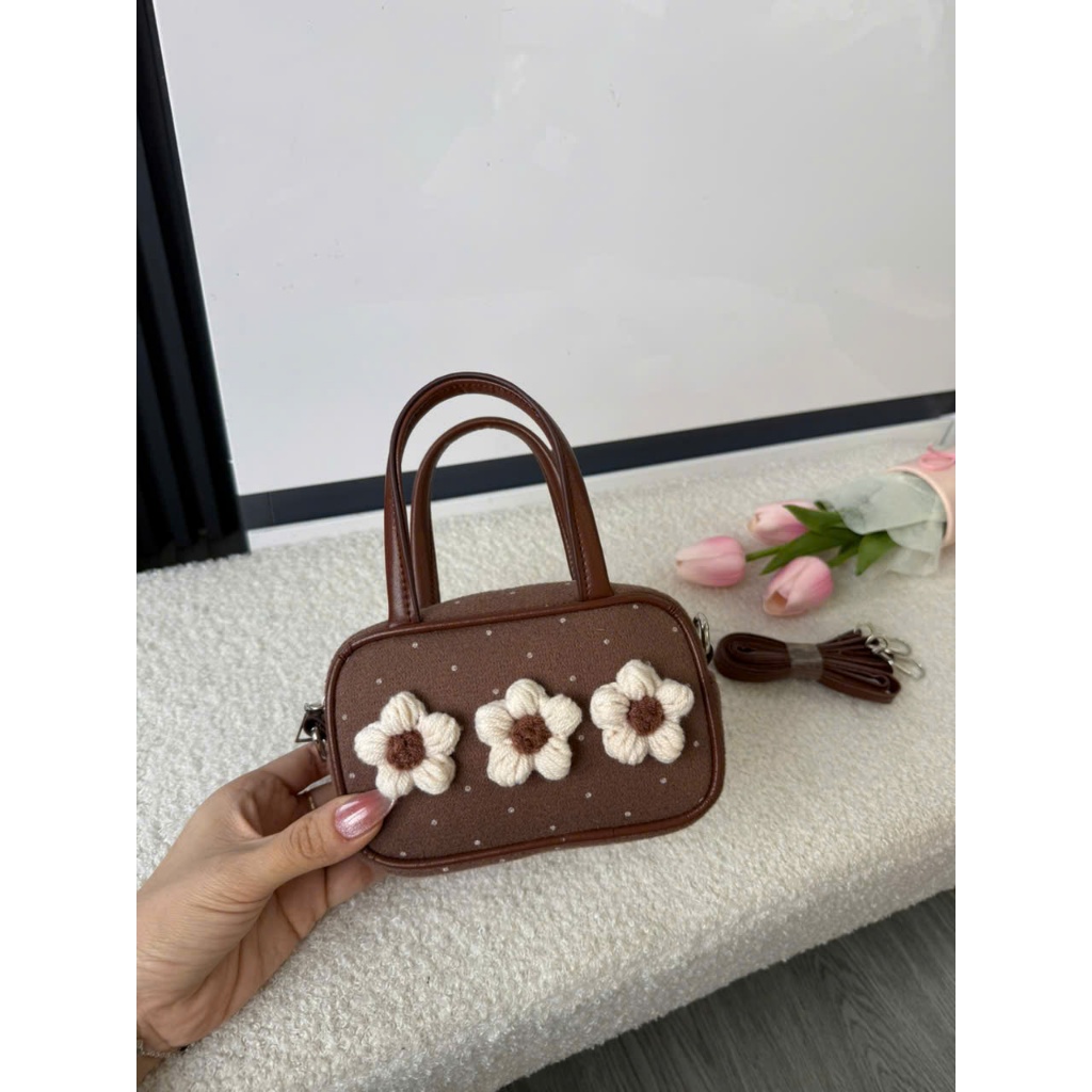 Túi xách nữ, túi cầm tay mini hoa len phong cách vintage Hàn Quốc, dáng hộp nhỏ xinh, tiểu thư dễ thương Đăng Túi DK453 | BigBuy360 - bigbuy360.vn