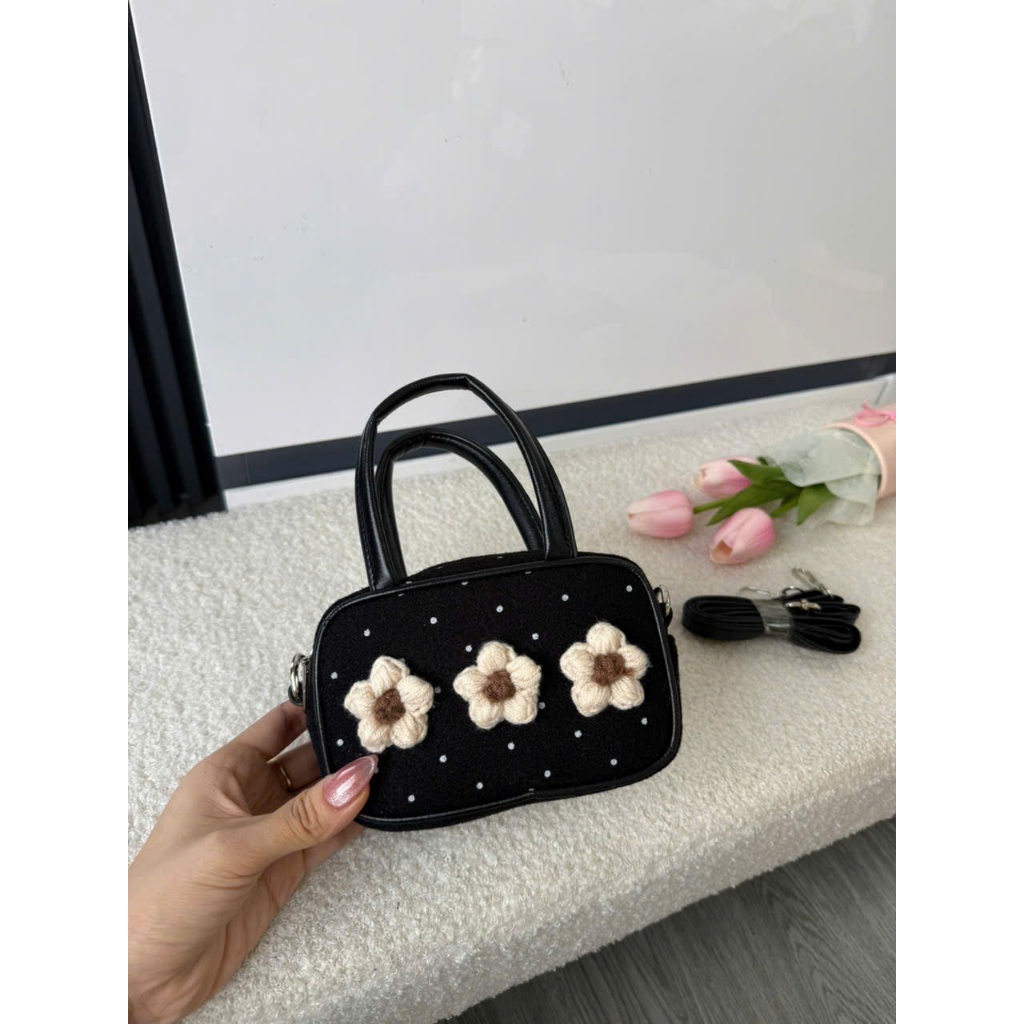Túi xách nữ, túi cầm tay mini hoa len phong cách vintage Hàn Quốc, dáng hộp nhỏ xinh, tiểu thư dễ thương Đăng Túi DK453 | BigBuy360 - bigbuy360.vn