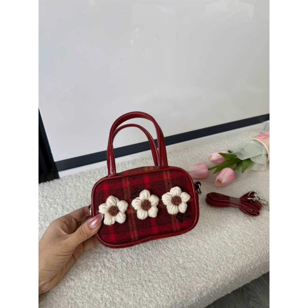 Túi xách nữ, túi cầm tay mini hoa len phong cách vintage Hàn Quốc, dáng hộp nhỏ xinh, tiểu thư dễ thương Đăng Túi DK453 | BigBuy360 - bigbuy360.vn