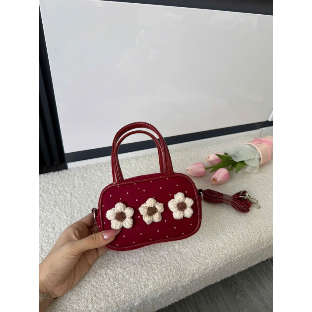 Túi xách nữ, túi cầm tay mini hoa len phong cách vintage Hàn Quốc, dáng hộp nhỏ xinh, tiểu thư dễ thương Đăng Túi DK453 | BigBuy360 - bigbuy360.vn