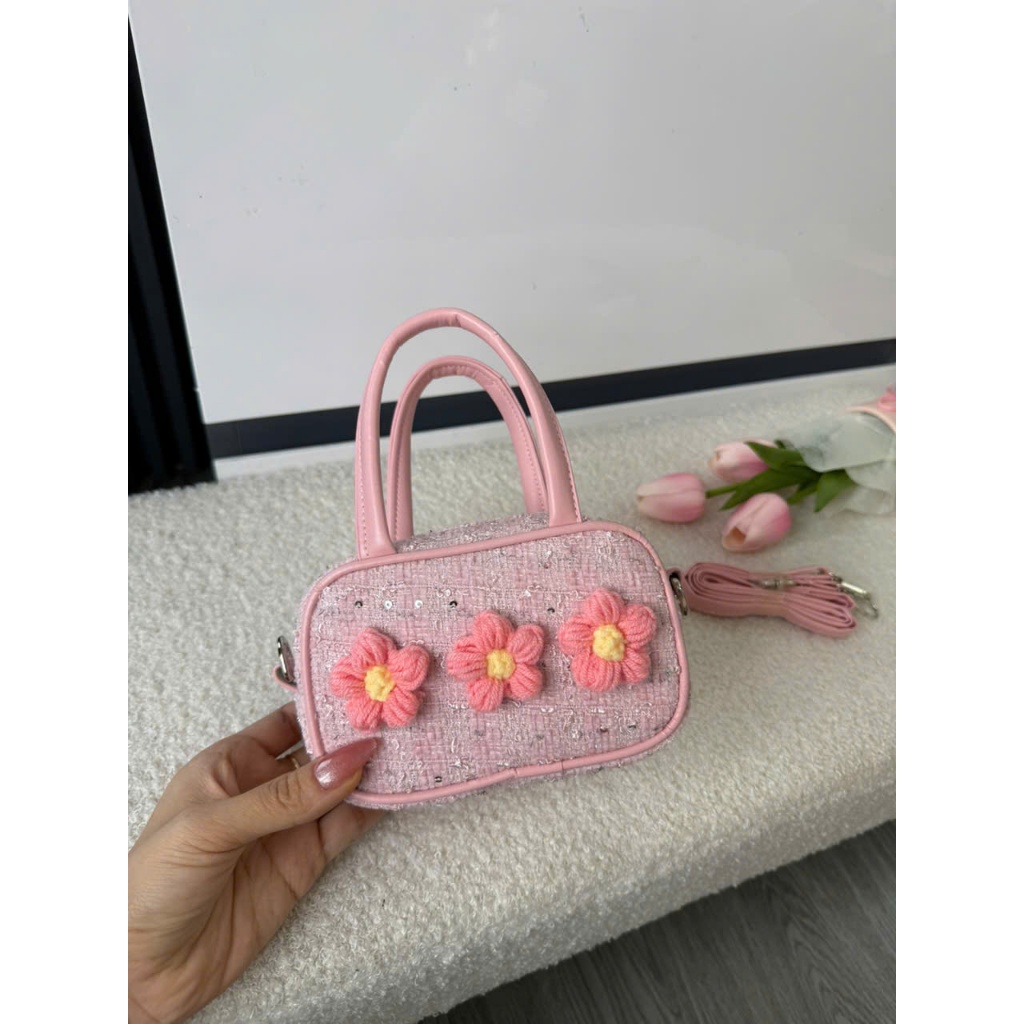 Túi xách nữ, túi cầm tay mini hoa len phong cách vintage Hàn Quốc, dáng hộp nhỏ xinh, tiểu thư dễ thương Đăng Túi DK453 | BigBuy360 - bigbuy360.vn