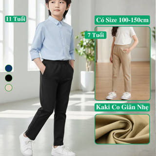Quần Dài Kaki Đi Học Trẻ Em Cho Bé Trai Bé Gái KooKoo Có Size Đại Cấp 1 2 3, Quần Kaki Dài Đồng Phục Học Sinh Đi Học