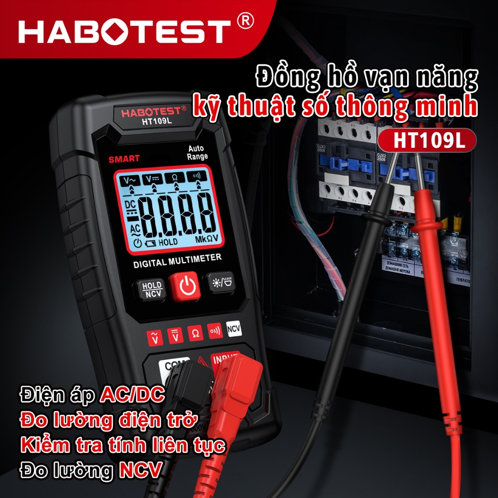 HABOTEST HT109L Đồng hồ vạn năng kỹ thuật số đo điện áp AC/DC 600V