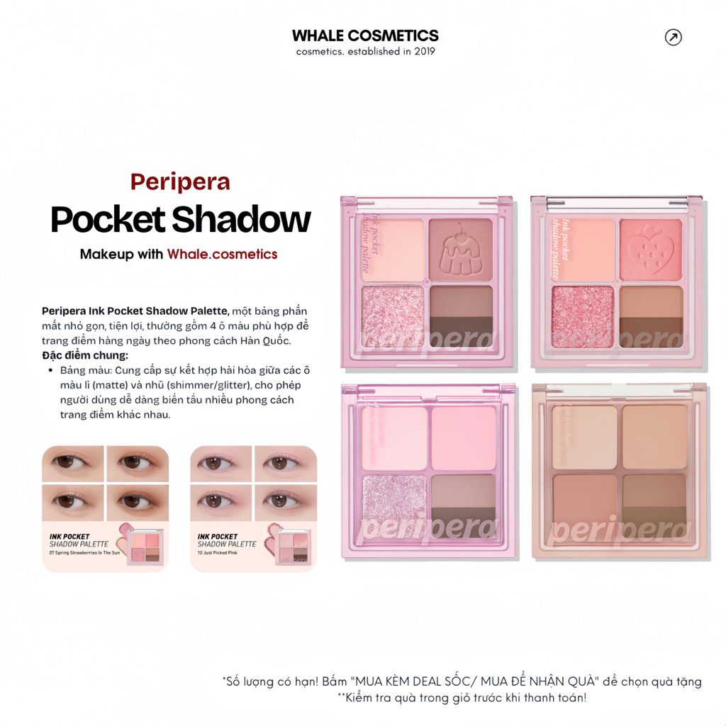 Phấn Mắt 4 màu Peripera Ink Pocket Shadow Palette (6.4g)