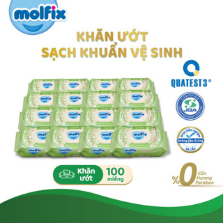   Tặng Thỏ Bông - Mua 2 Thùng đủ 500K  Thùng 12 gói Khăn ướt Molfix Thiên nhiên Sạch khuẩn vệ sinh - 100 miếng gói 