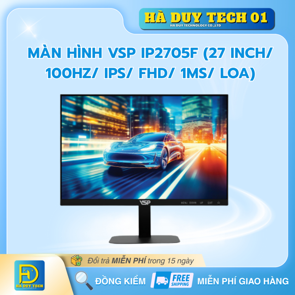 Màn Hình VSP IP2705F (27 inch/ 100Hz/ IPS/ FHD/ 1ms/ Loa) - Cam Kết Chính Hãng - BH 36T - Ha Duy Tec