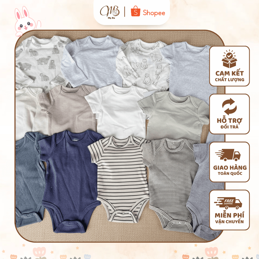 Body chip Castro dư xịn cho bé | Bodysuit cotton mềm mịn, thấm hút tốt | Đồ sơ sinh xuất dư