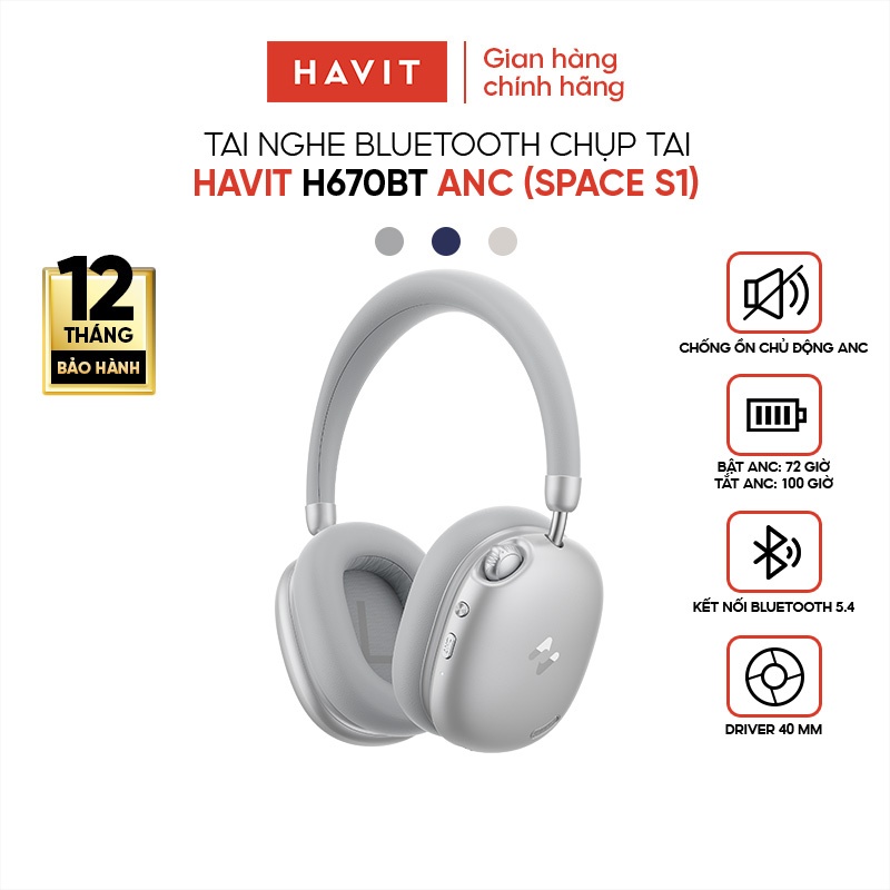 Tai nghe Bluetooth Headphone Havit Space S1 H670BT | Adaptive ANC 45dB | Bluetooth 6.0 | BigBuy360 - bigbuy360.vn