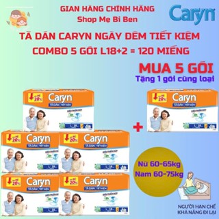 [MUA 5 TẶNG 1= 120 MIẾNG] TÃ BỈM DÁN CARYN TIẾT KIỆM L18+2/ M18+2 cho người già và phụ nữ sau sinh, người sau phẫu thuật