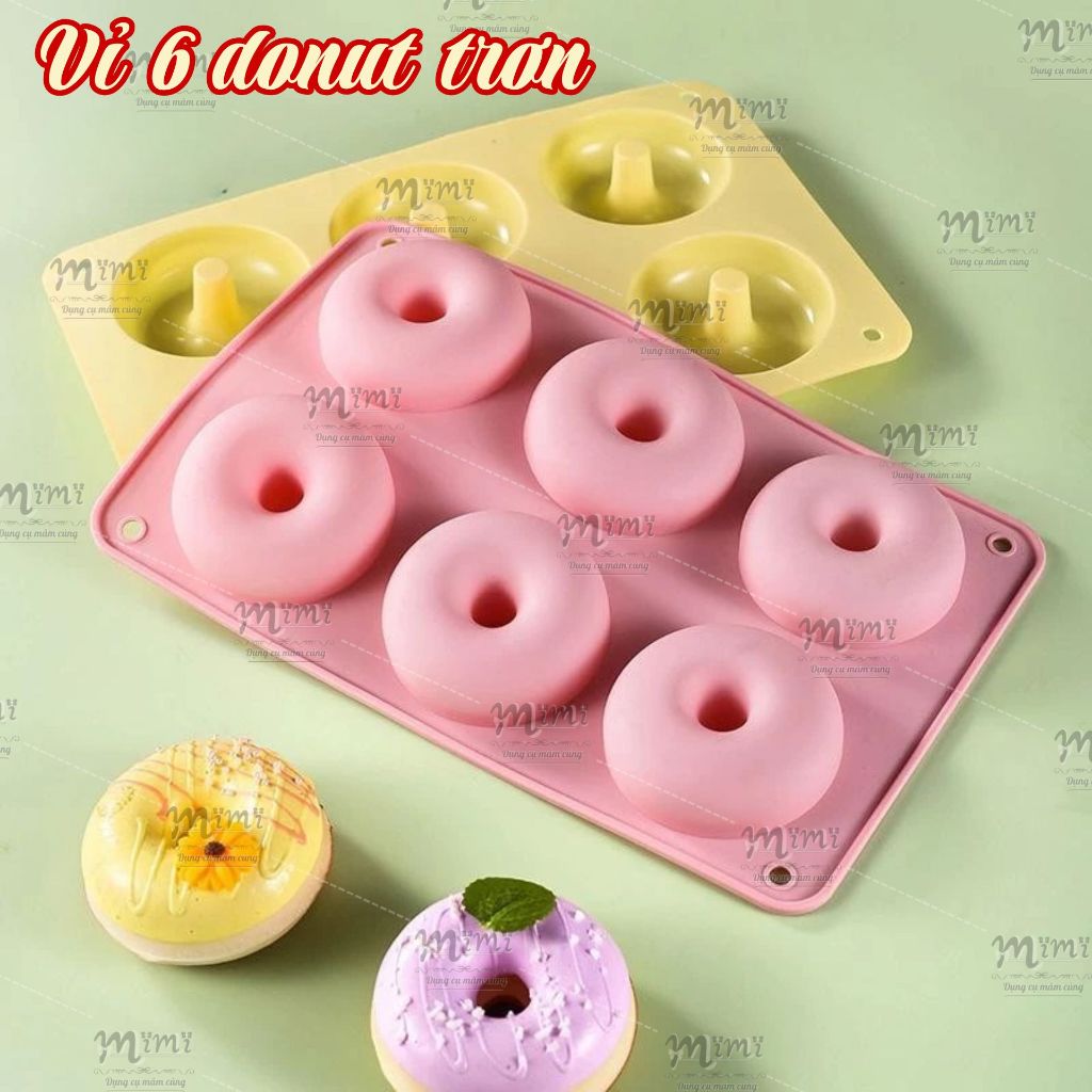 Vỉ 6 ô bánh donut trơn làm tháp bánh donut