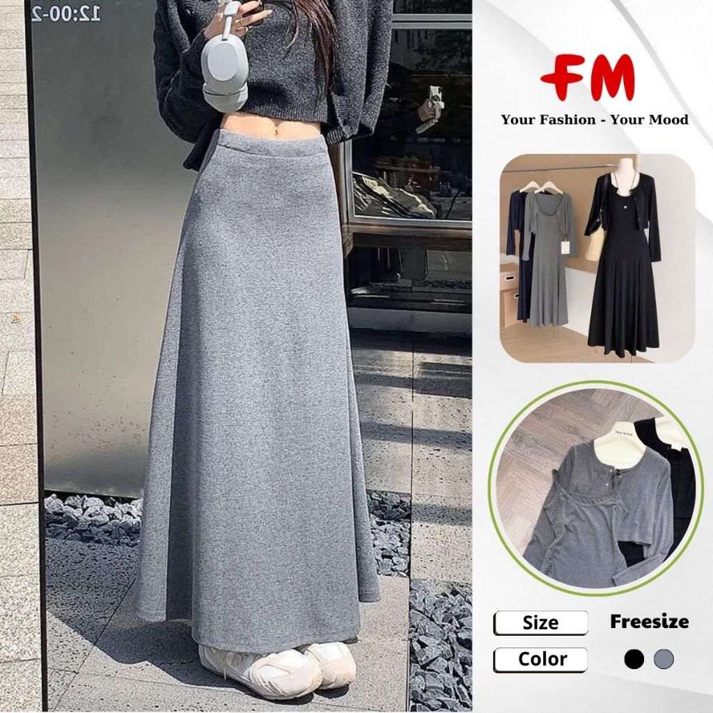 Chân Váy Dáng Suông Nữ FMSTYLE Lưng Chun Sau Thoải Mái Chất UMI Hàn 25040163