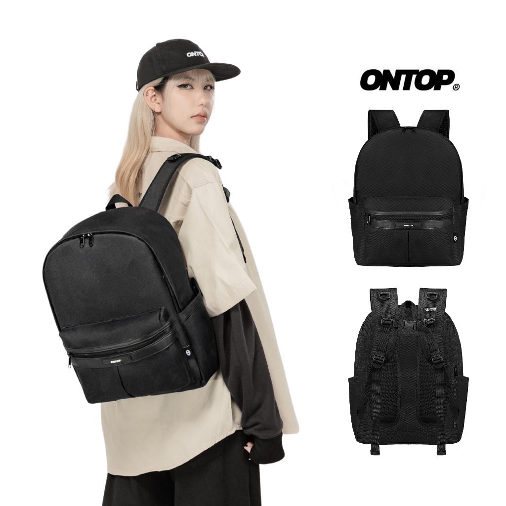 Balo đen vải canvas local brand ONTOP nam nữ đựng vừa laptop 14.3inch COHER Backpack Pos-Pro | O-P65