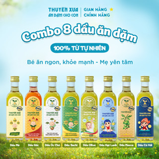   Combo 8  Dầu Mè - Gấc - Óc Chó - Sachi - Olive - Hạt Lanh - Macca - Cá Hồi Ăn Dặm Thuyền Xưa - 65ml 