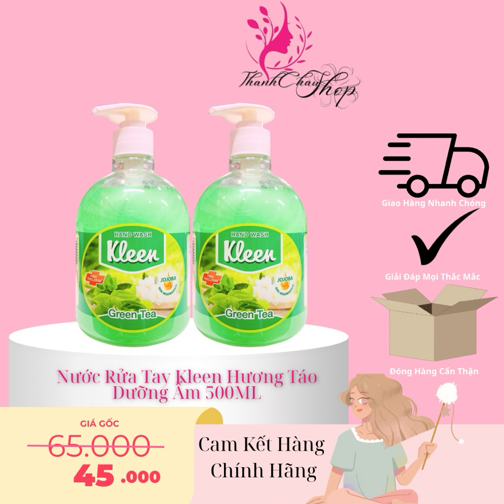 Nước Rửa Tay Kleen Hương Táo Dưỡng Ẩm 500ML