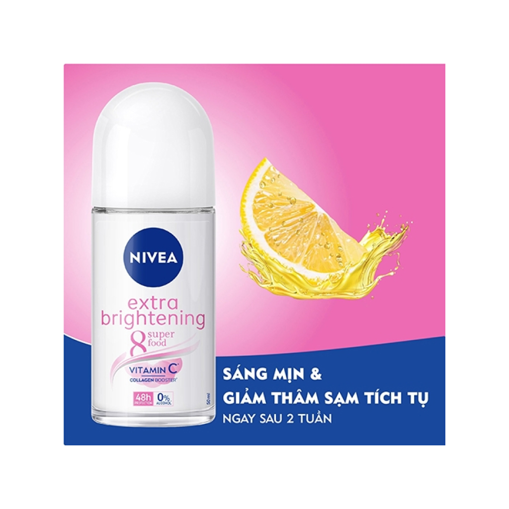 Lăn Khử Mùi Nivea Extra Brightening Sáng Mịn Tối Ưu 50ml