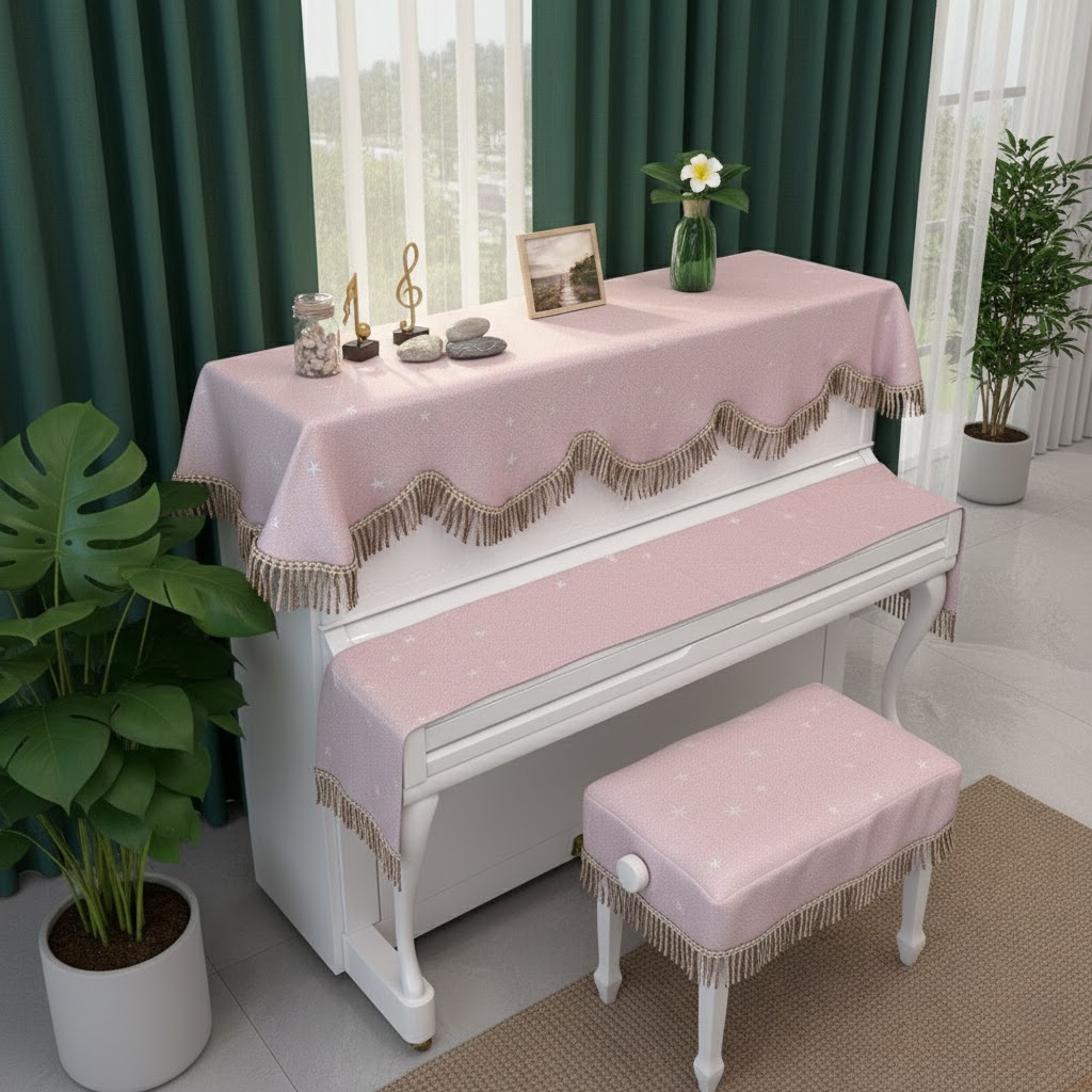 Khăn phủ đàn piano cơ đàn piano điện tử 88 phím sang trọng cổ điển trang trí giáng sinh noel năm mới Tết sinh nhật