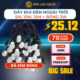   Giá Sỉ  Dây đèn trang trí ngoài trời sân vườn cho quán cà phê trà sữa đèn treo 10 mét Kèm Bóng 3W 