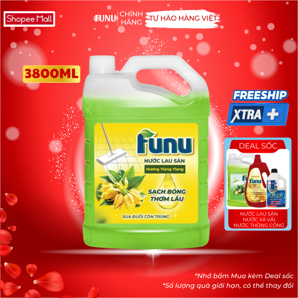 Nước Lau Nhà Funu 3.8kg Siêu Tiết Kiệm Sạch Nhanh Hương Thơm Bền Lâu