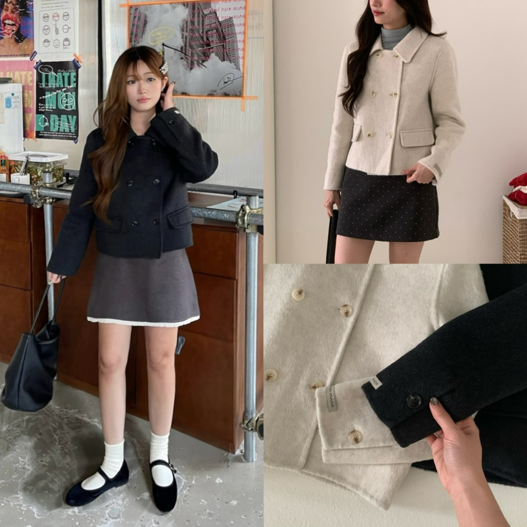 NUTCLOSET - Áo khoác dạ ép cài cúc 86019_A2498