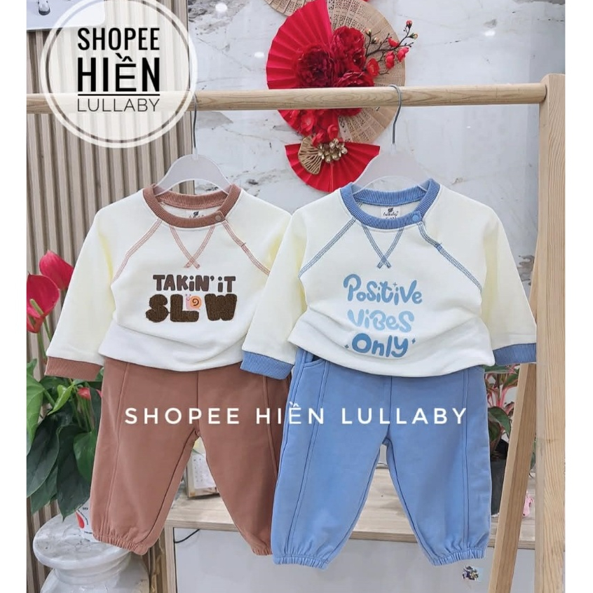[Lullaby/Chính Hãng] Bộ quần áo dài tay Lullaby chất nỉ da cá cho bé trai