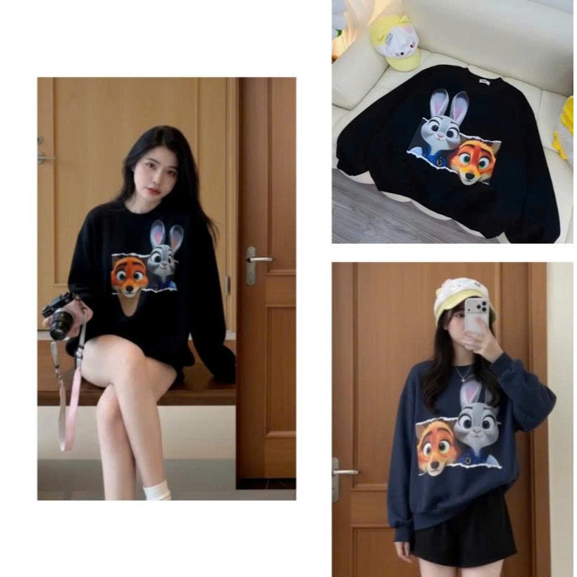 Áo Nỉ Bông Swt In Hình Nick & Judy ( Cáo & THỏ ) CHo Boy Phố Girl Phố HotTrend Đồ Đôi