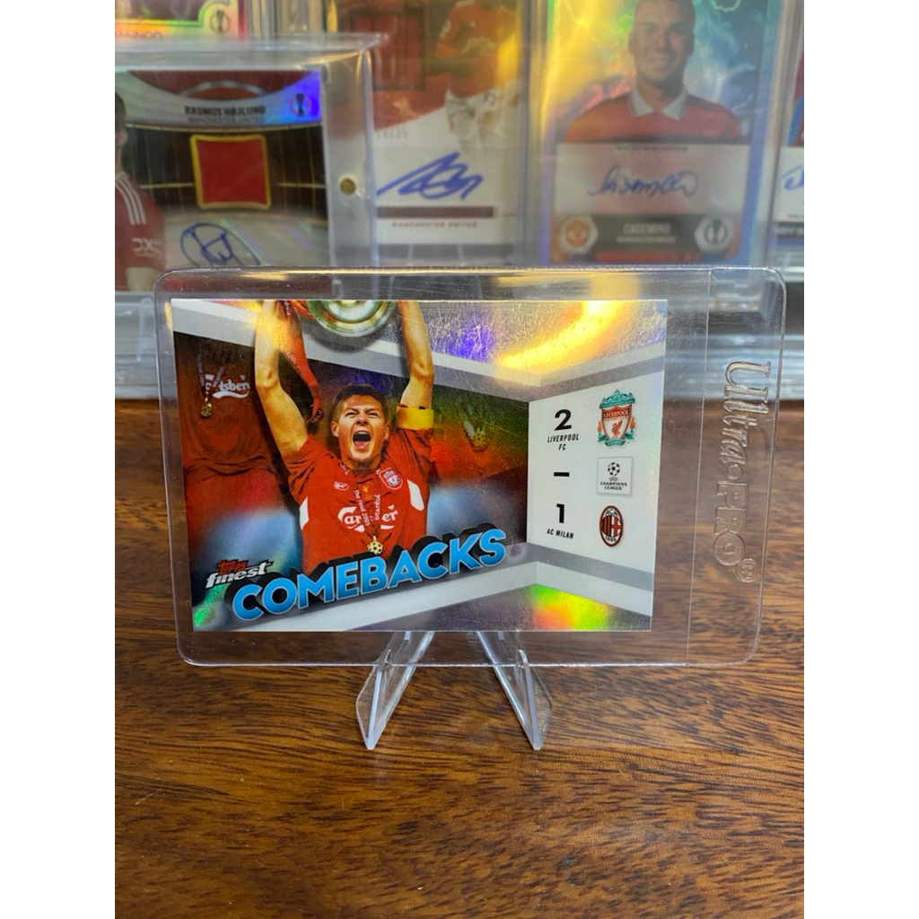 [HIẾM,THẺ CỨNG]Thẻ Cầu Thủ Huyền Thoại Steven Gerrard Topps Finest 2024 Trận Đấu Lịch Sử Liverpool V