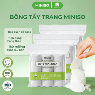  Bông Tẩy Trang Miniso Nhật Bản 180 Miếng   Gói 100% Cotton Tự Nhiên – Chăm Sóc Da Tinh Tế Nhẹ Nhàng 