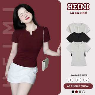  Áo Thun Cổ Trụ Tàu Form Ôm Body HEIMI Áo Body Thắt Eo Tôn Dáng Chất Thun Cotton Mềm Mịn Co Giãn 