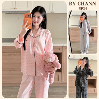  Bộ Đồ Ngủ Pyjamas BY CHANN  SP34  họa tiết dễ thương áo dài quần dài chất liệu đũi mềm có bigsize đến 80kg 