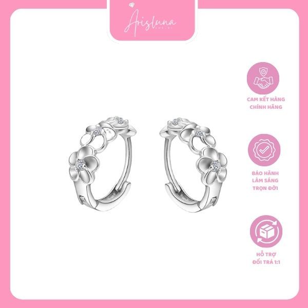 Bông Tai Bạc S990 Arisluna Jewelry Hoa Ba Chiều