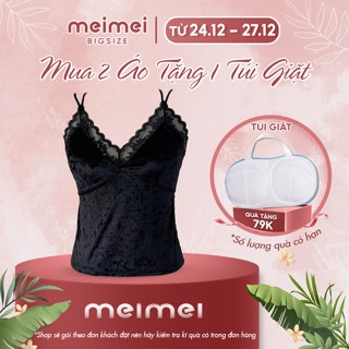  Áo hai dây không gọng bigsize A20 chất nhung phối ren có đệm áo may liền cho các nàng chubby - Meimei Bigsize 