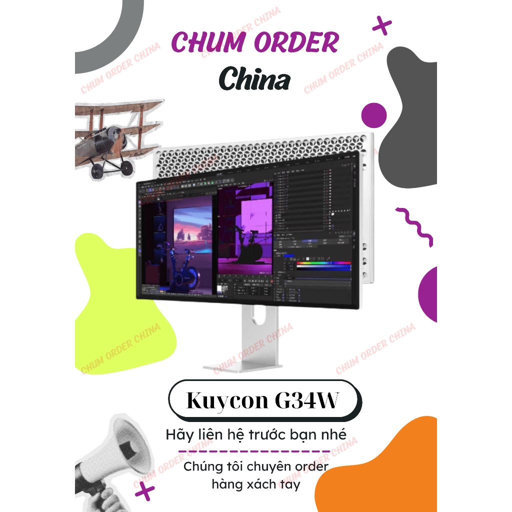 Màn hình Cooler Master Kuycon G34W 4K 165hz Retina 34 inch siêu rộng dành cho laptop, thiết kế Ultra
