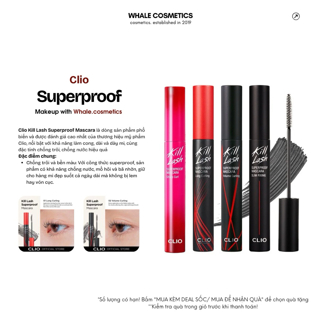 (Clio) Mascara Làm Cong Mi Chống Trôi Clio Kill Lash Superproof Mascara 7G