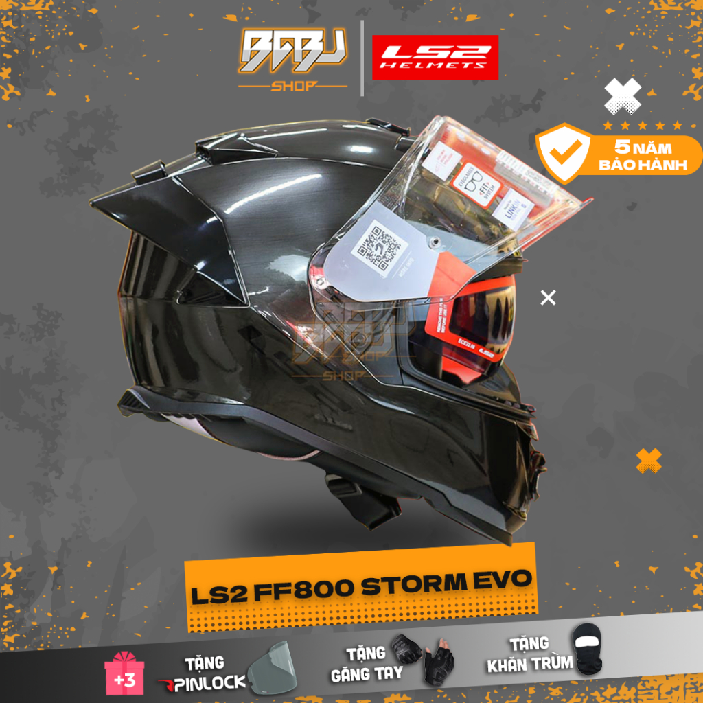 Combo Mũ Fullface LS2 FF800 EVO Xước Bóng Độ Đuôi Gió – Chuẩn An Toàn ECE 22.06