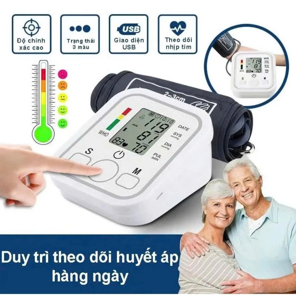 Máy Đo Huyết Áp tại nhà, Đo bắp tay, có giọng nói thông báo kết quả tiếng Việt, bảo hành 12 tháng