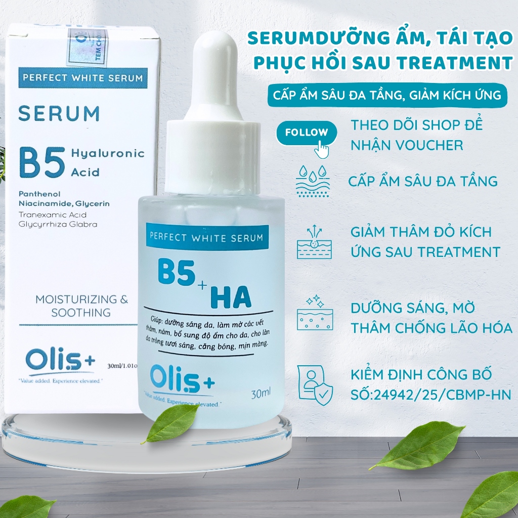 Tinh chất Serum B5 HA OLIS Cấp ẩm Phục Hồi Da Nhạy Cảm, giảm mờ thâm nám, sáng da