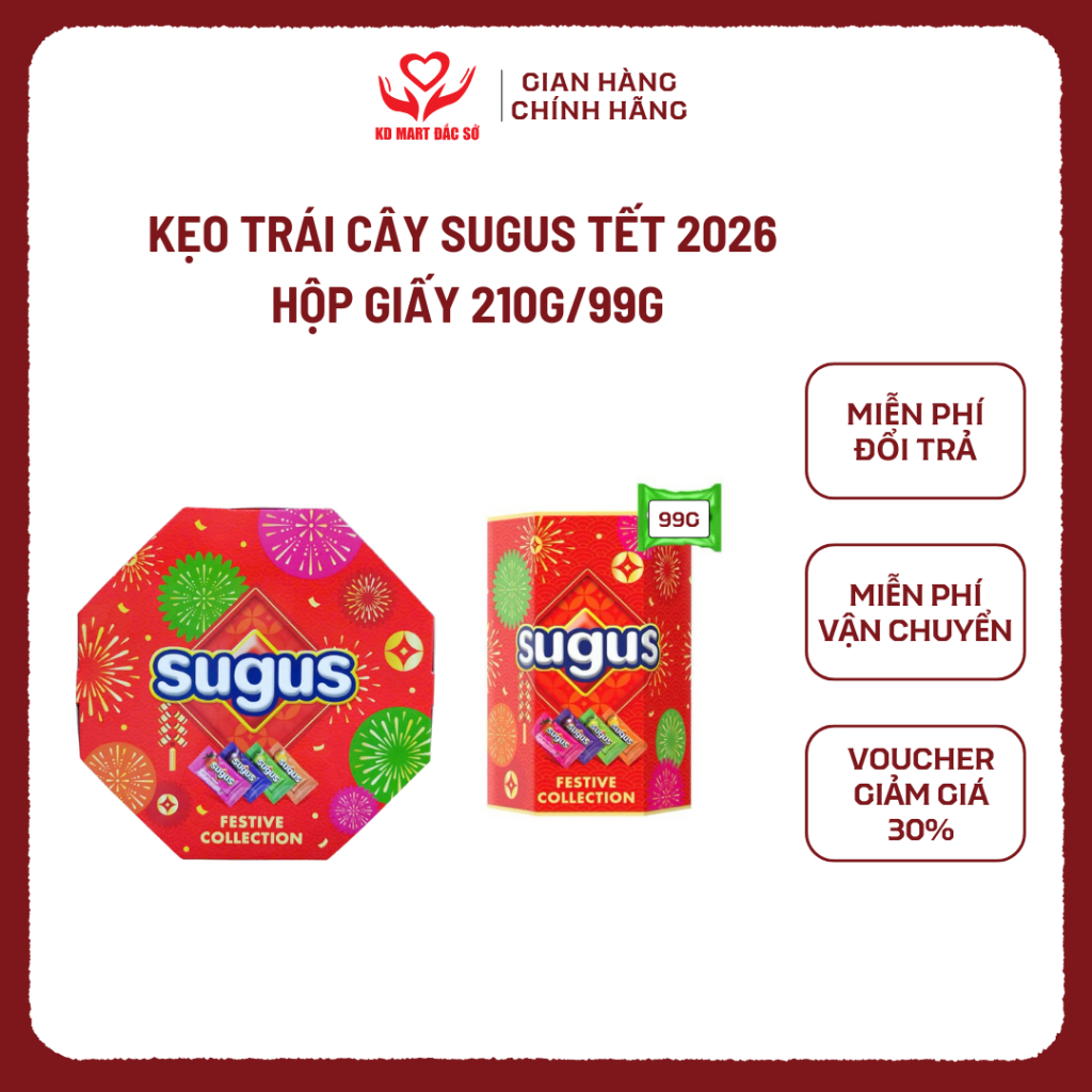 Kẹo Trái Cây Sugus Tết 2026 Hộp Giấy 210g/99g