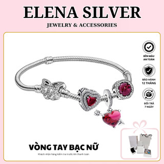  Vòng Tay Bạc Nữ Nguyện Ước Chủ Đề Mũi Tên Tình Yêu Của Cupid Đính Đá Đỏ Lấp Lánh - Tặng Bộ Hộp Đựng Sang Trọng 