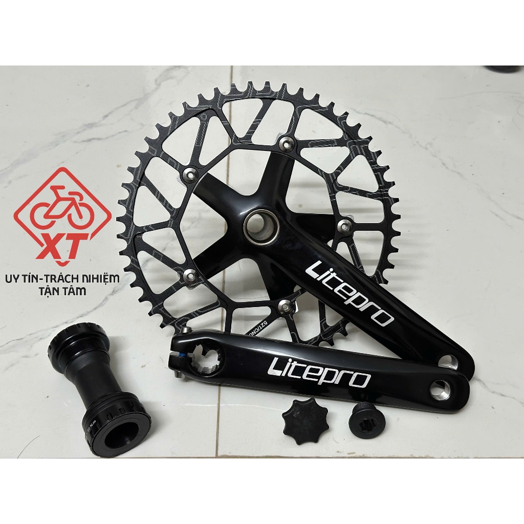 Đùi đĩa trục rỗng 1 tầng 52 răng, Giò dĩa rỗng xe đạp thể thao 1 tầng 52T, Đùi đĩa ( Giò đĩa ) trục 