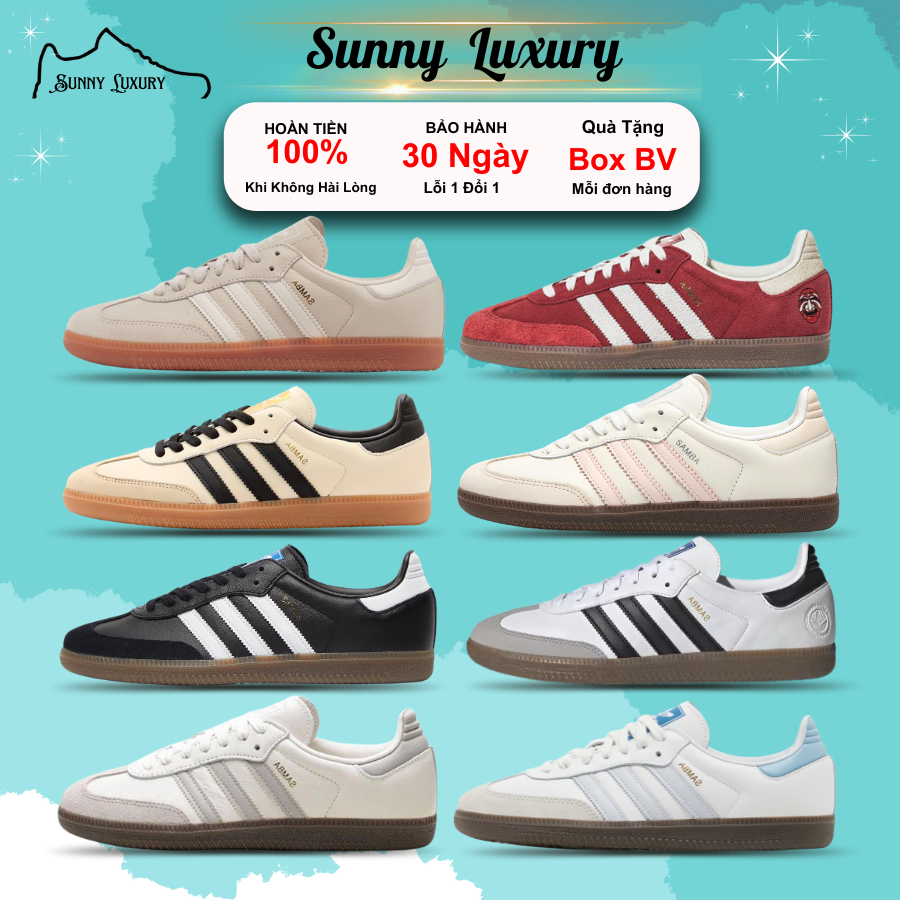 Giày Samba Vegan White Black Gum Original Full Box Đủ Màu Full Box