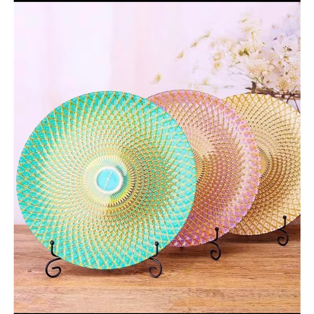 Đĩa Thuỷ tinh đuôi công  GMR Kích 33cm 4 màu