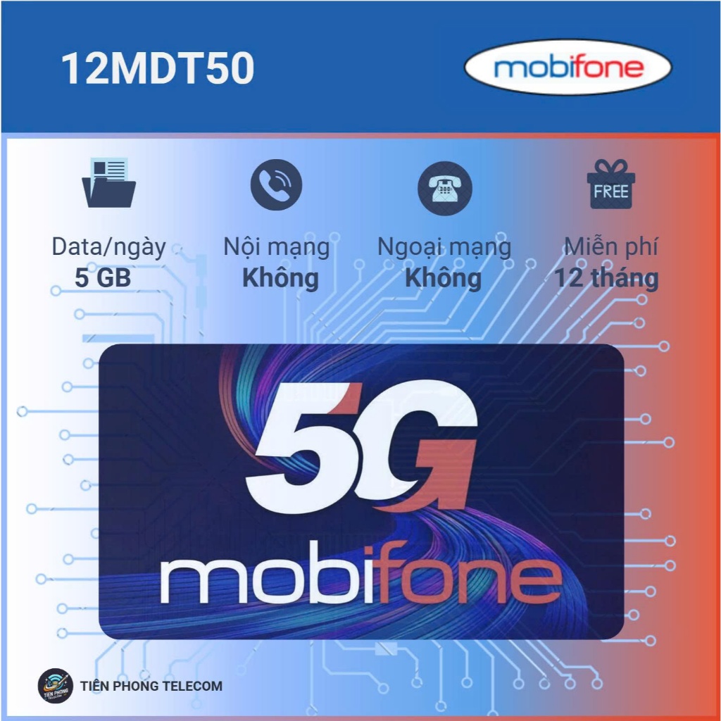 Sim 4G, 5G Mobifone100GB 12MDT50, MDT250,12MDT150,MDT350,6MDT150(có eSIM) MIỄN PHÍ SỬ DỤNG 12 THÁNG