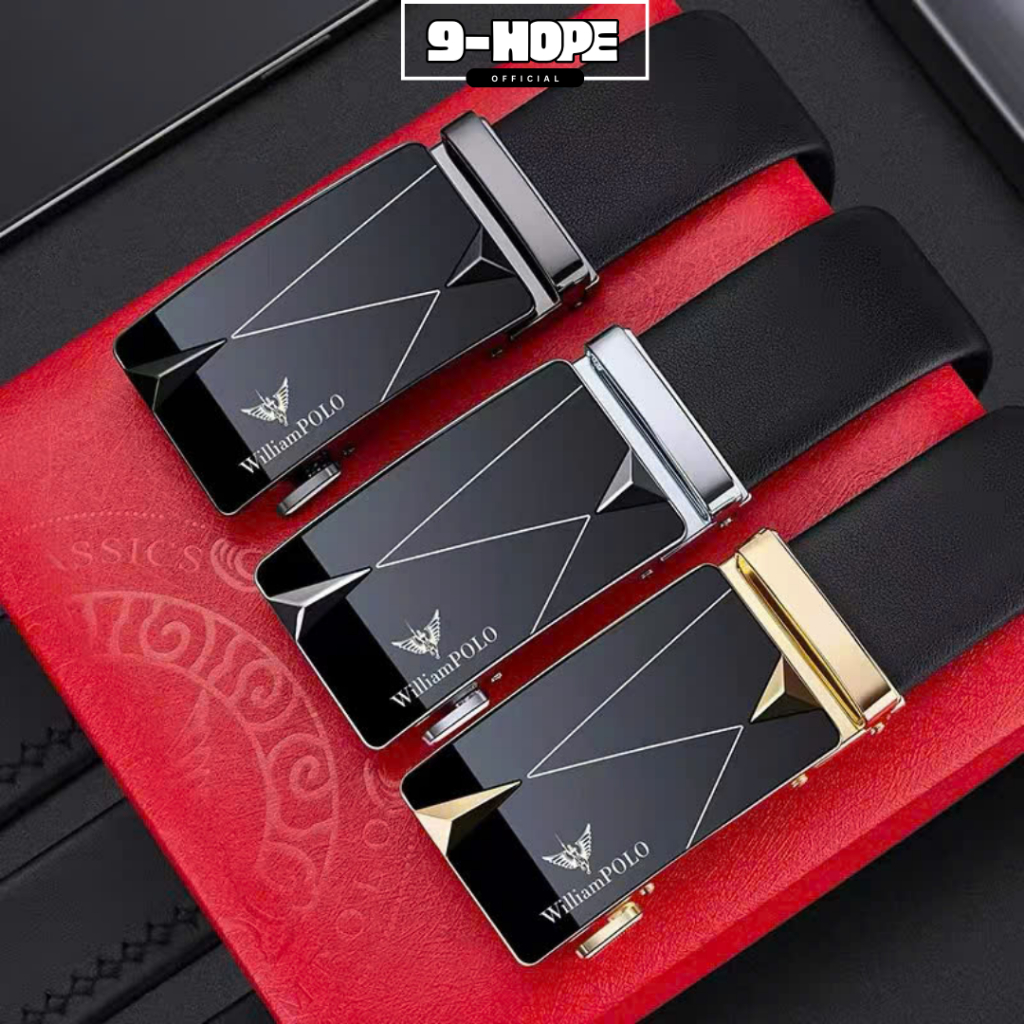 Thắt lưng nam William Polo trẻ trung, lịch lãm da cao cấp khóa kim loại tự động không gỉ TL87