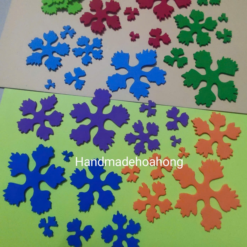 ( 6cm, 5cm, 3.3cm, 2.5, 1.5CM )  150 HOA XỐP trộn 5 size bằng xốp bitis / xốp eva - Hoa mầm non, thi